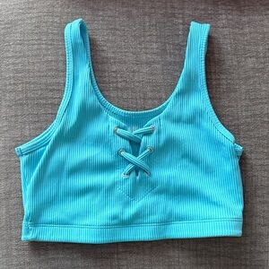 Year of Ours Ribbed Football Bra in Pisces Blue